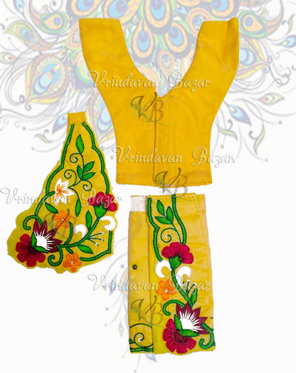 Yellow Gaur Nitai dress with blooming flower embroidery
