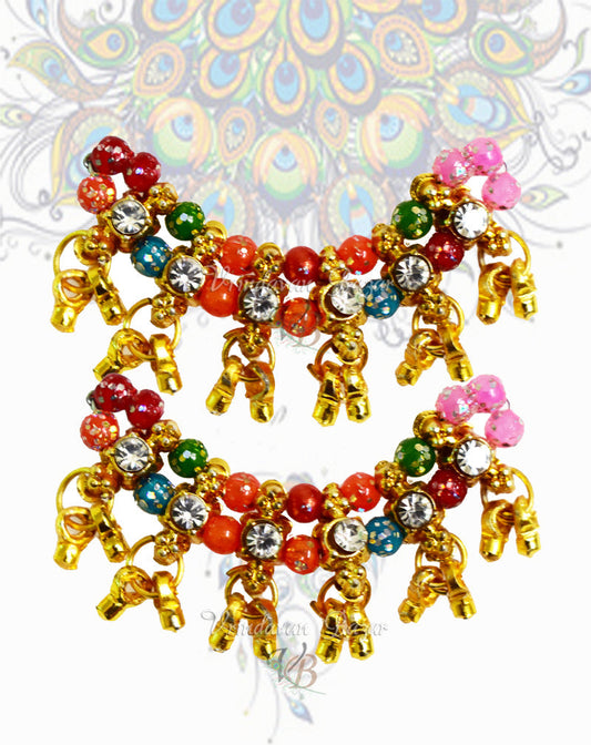 Multicolour beads with ghungroos payal/ kangan