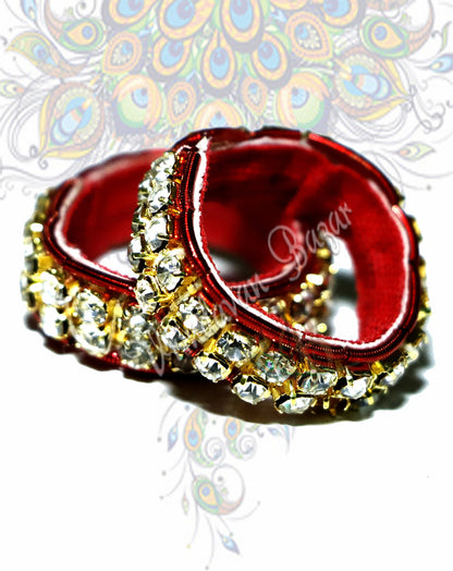 Red with golden base rhinestone kangan