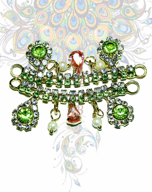 Coloured rhinestone drop & pearl tangles kangan