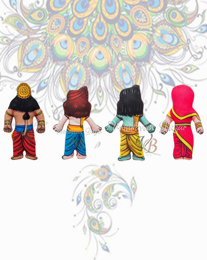 Ram, Sita, Lakshman and Hanuman (Ram darbar) soft toy ; height - 8 inch