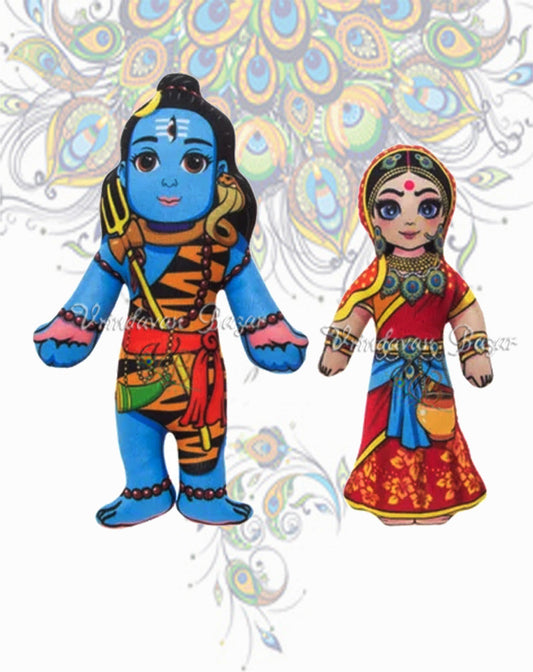 Shiv Parvati soft toy ; height - 6 inch
