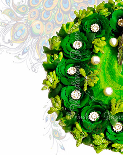 Green flowers with small decoration laddu gopal dress