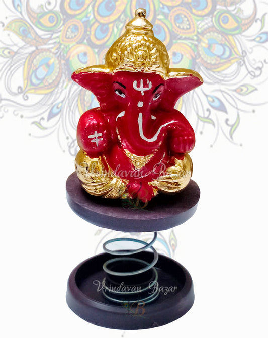 Red Ganpati with gold painting fun spring