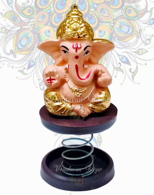 Peach Ganpati with gold painting fun spring