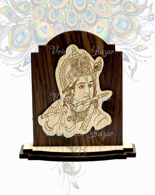Shri Krishna 3D wooden showpiece