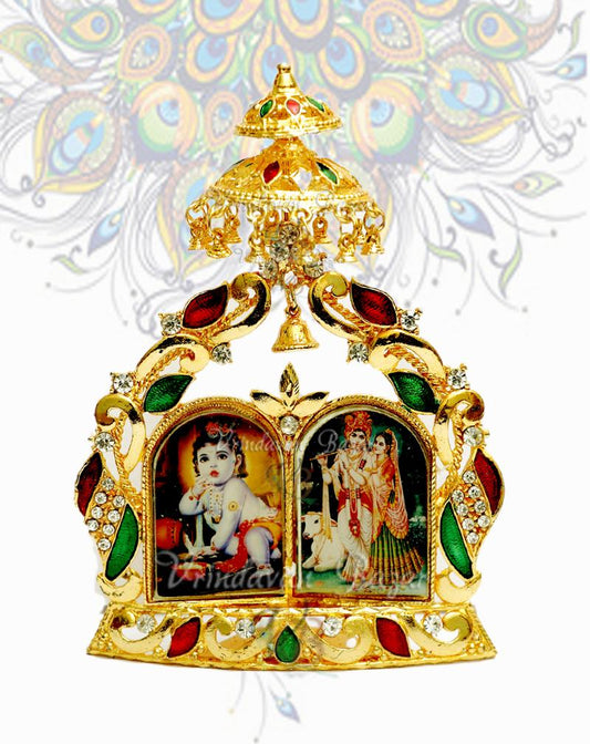 Dual Radha Krishna and Bal gopal kamdhenu stand showpiece