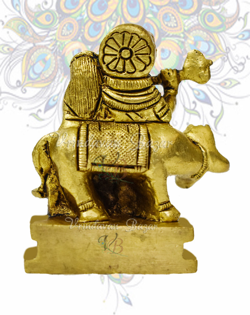 Brass Radha Krishna Idol Sculpture with Cow