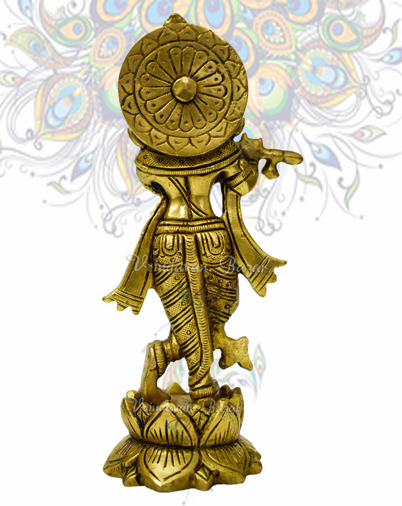 Brass Krishna on Lotus Idol