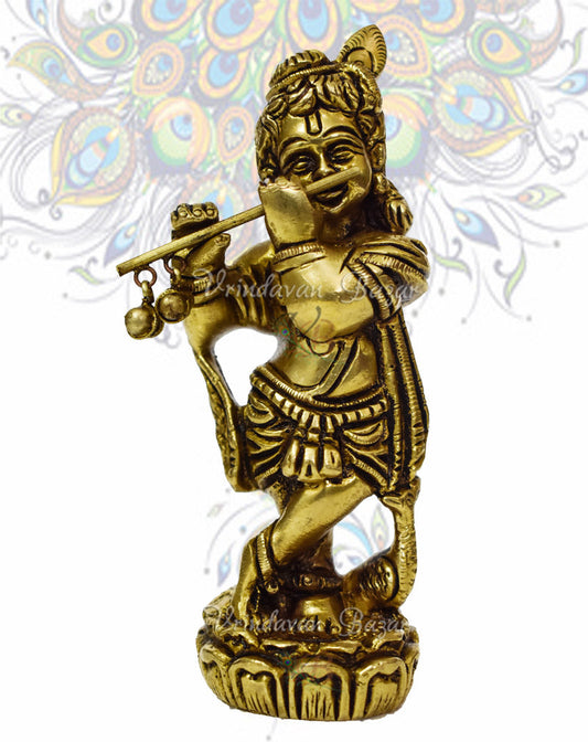 Brass Natkhat Krishna Standing Idol