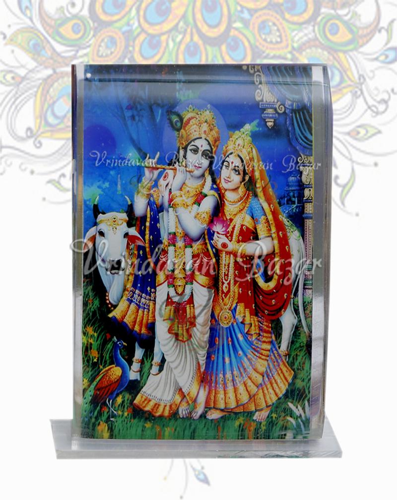 Radha Krishna rounded acrylic stand medium