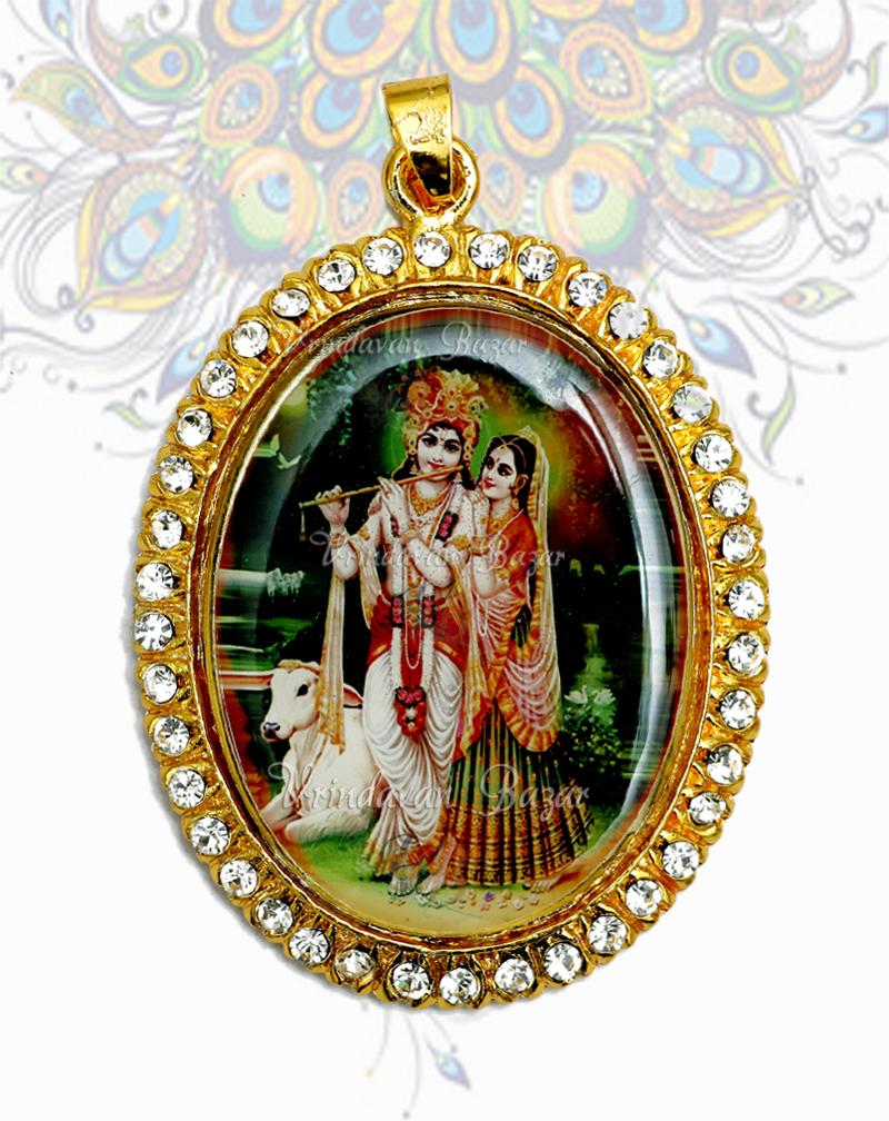 Radha Krishna pendent with stone decoration