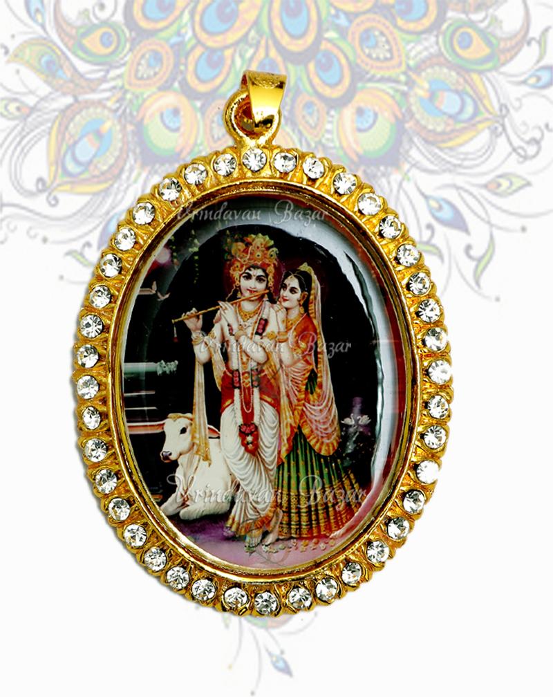 Radha Krishna pendent with stone decoration