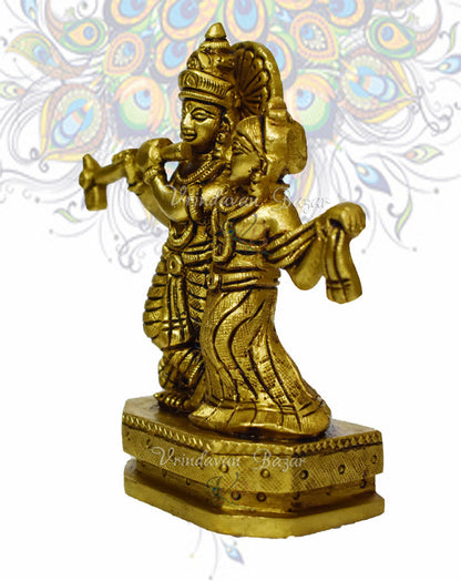 Radha Krishna in leela pose brass idol