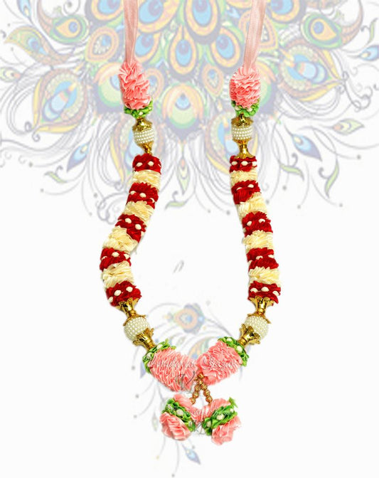 Ribbon flower garland mala for God Idols, photo frame, mandir and temple 12 inch