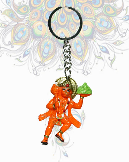 Lord Hanuman flying with sanjeevani mountain fun spring and key ring combo