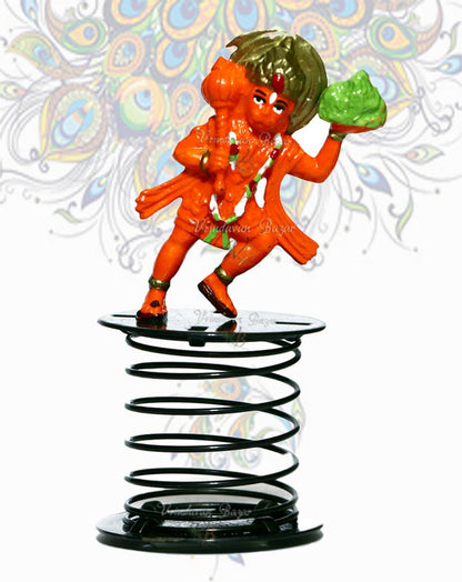 Lord Hanuman flying with sanjeevani mountain fun spring and key ring combo