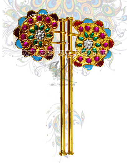 Decorated meenakari fan for home deities