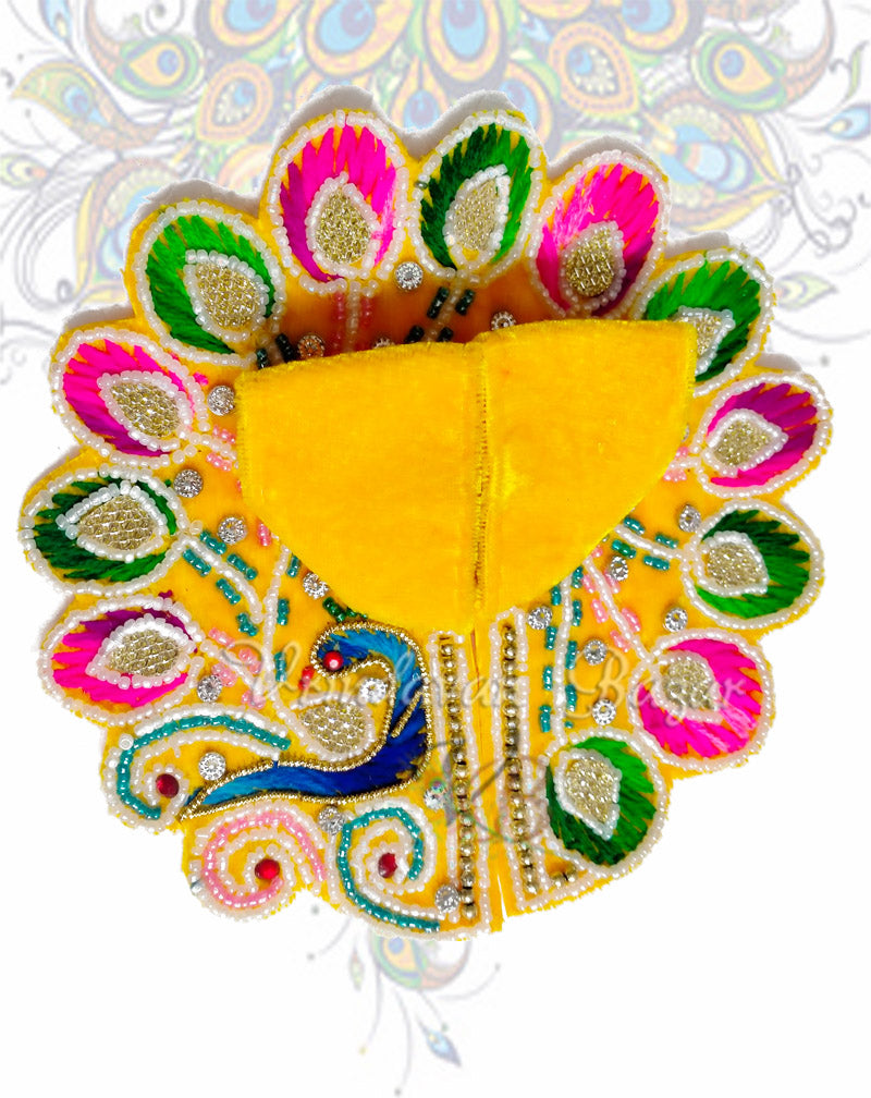 Dancing peacock design velvet laddu gopal dress