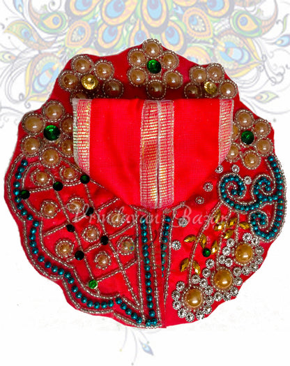 Laddu gopal dress with 5 flowers and pearl zari design