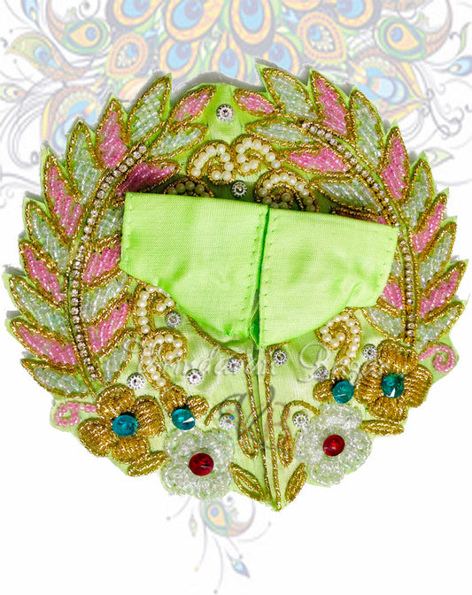 Bead flower with leaf twigs zari laddu gopal dress