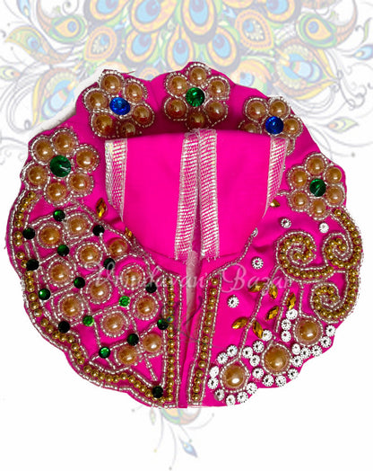 Laddu gopal dress with 5 flowers and pearl zari design
