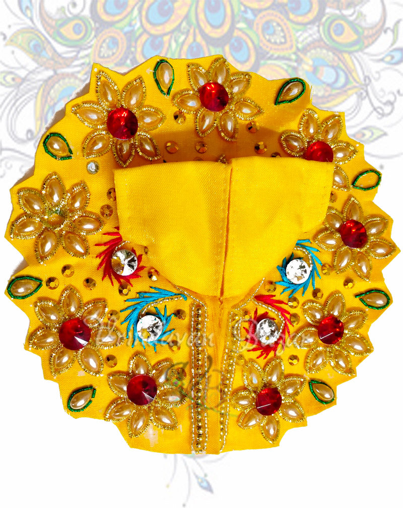 Flower with stone swirls zari laddu gopal dress