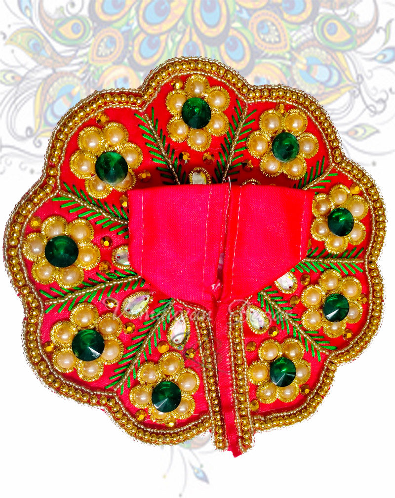 Elegant flower work zari laddu gopal dress
