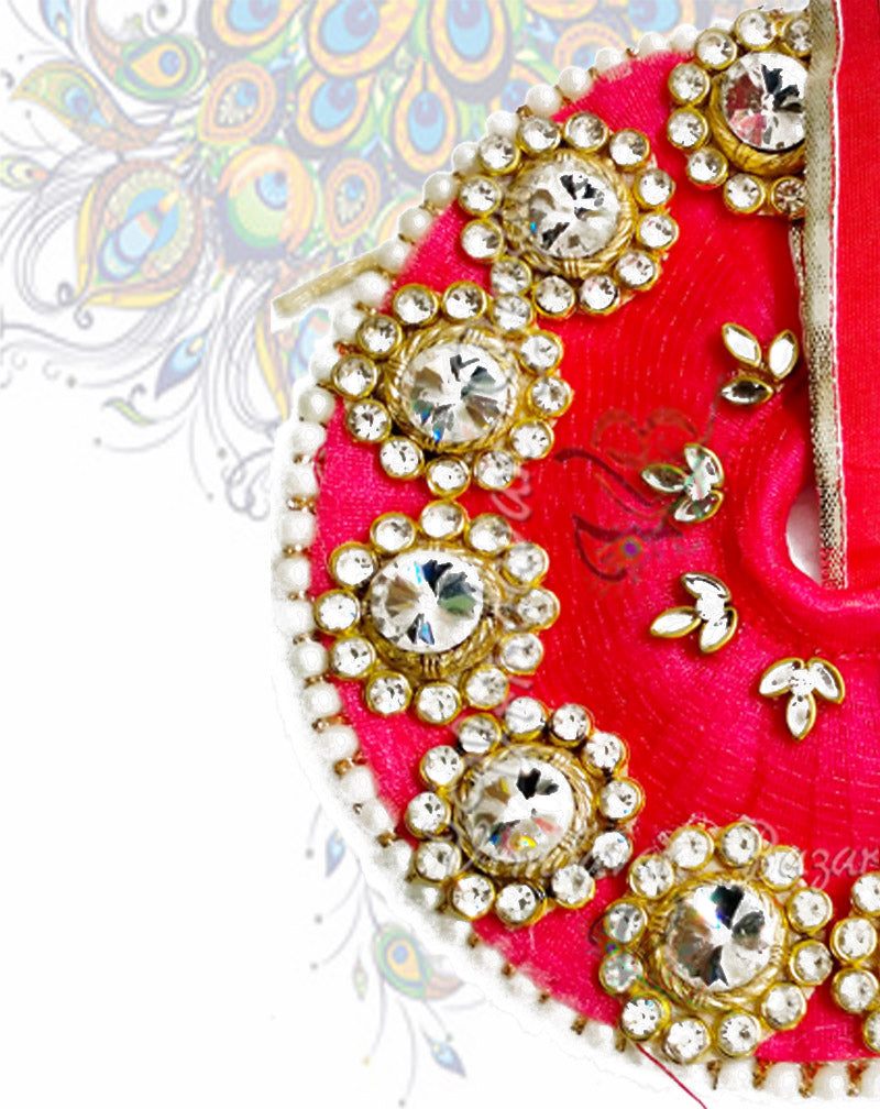 Kundan flower border zari laddu gopal dress