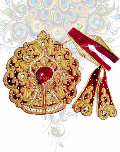 Designer red with golden zari work laddu gopal dress
