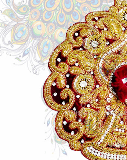 Designer red with golden zari work laddu gopal dress